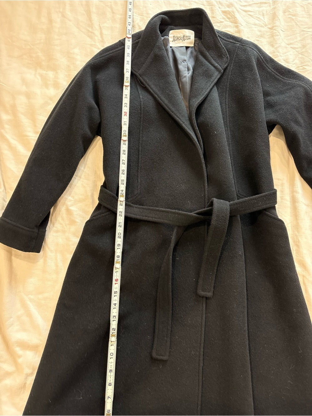 Vintage Neiman Marcus 100% Cashmere Black Long Overcoat Jacket Women’s Medium - Picture 7 of 12